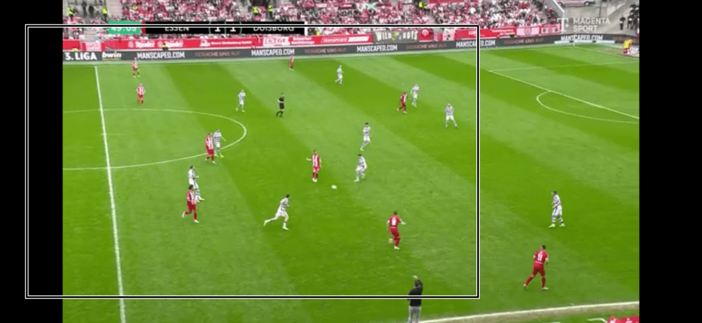 Das Bild zeigt eine Stadion Szene aus dem Spiel RWE gegen MSV, Screenshot unbeabsichtigte Natur Ex