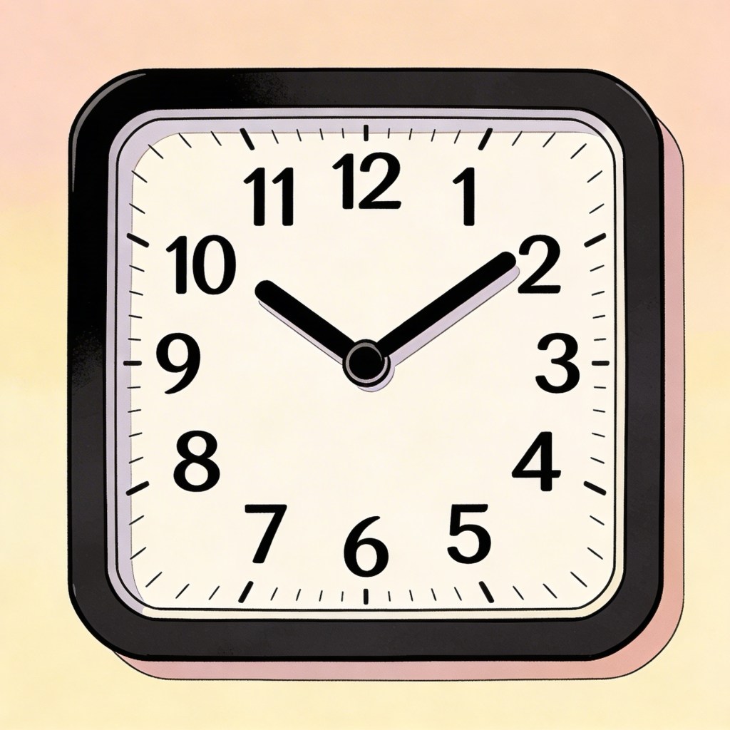 Das Bild zeigt eine Uhr mit Zeigern im Comicstil. Dieses Bild soll die nicht vorhandene Zeit darstellen, die der Autor hat
